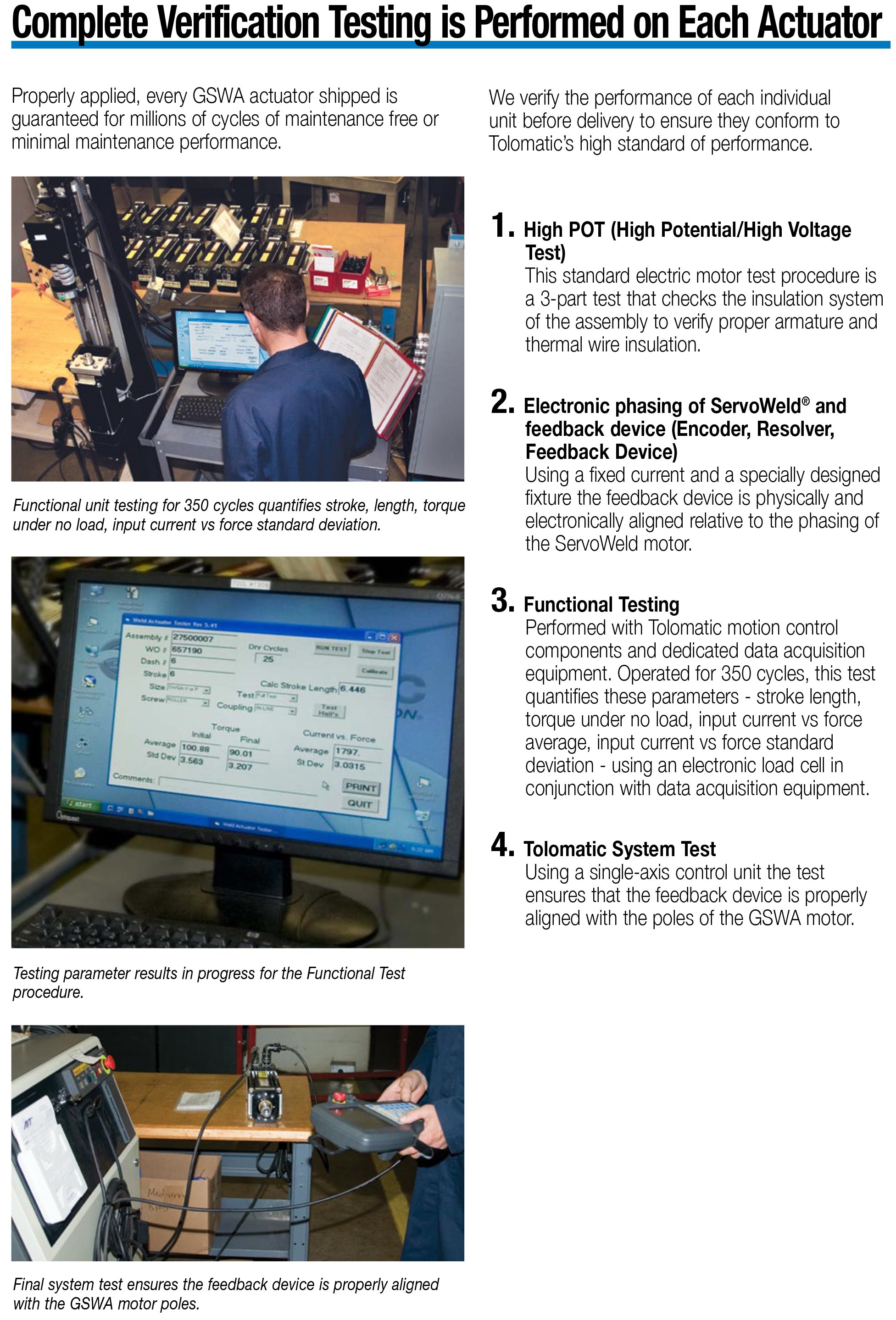 Abgeschlossene ServoWeld Verifizierungstests