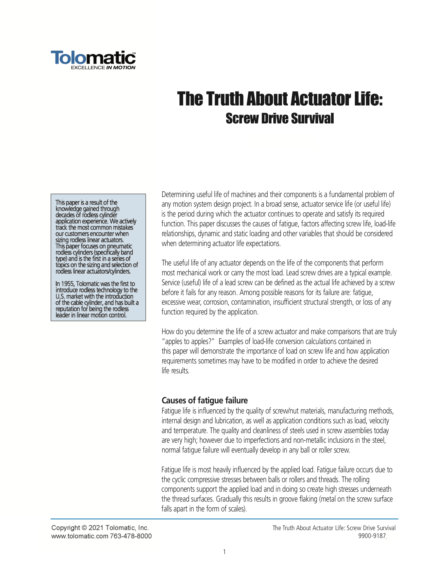 The truth about actuator life: Screw drive survival