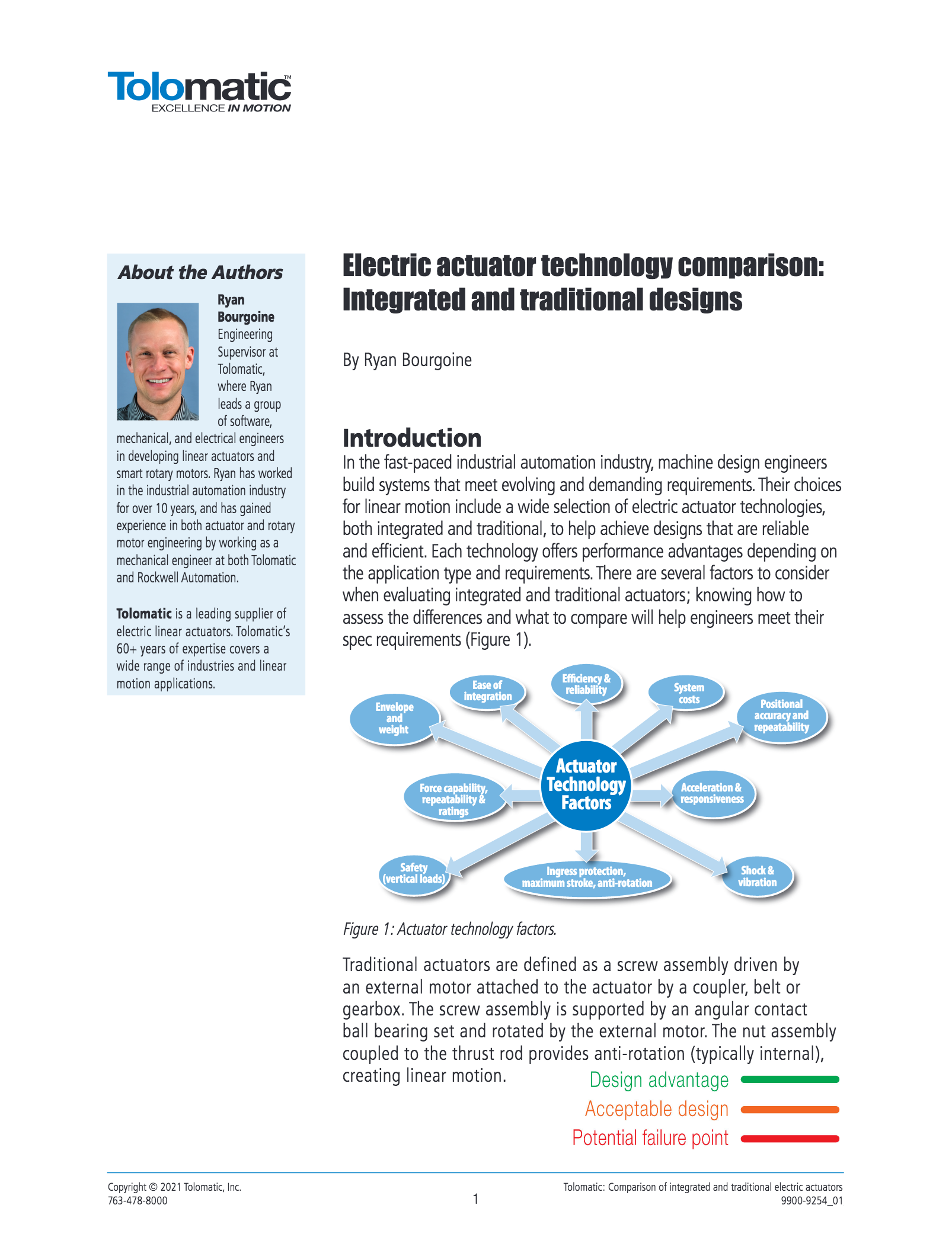 Electric actuator technology comparison: Integrated and traditional designs
