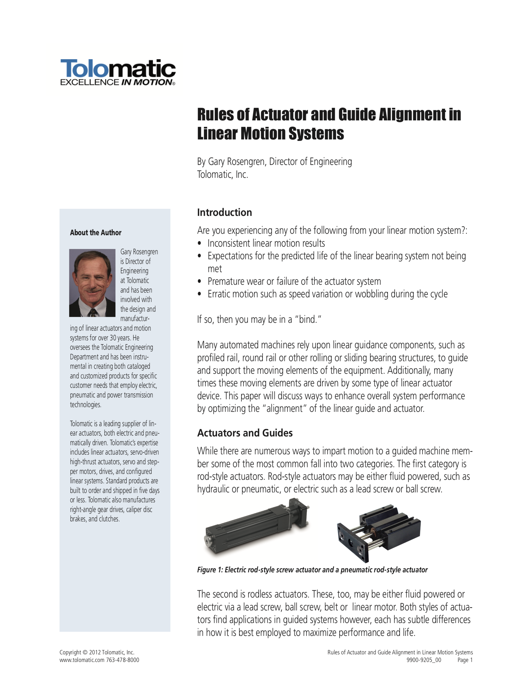 Rules of actuator and guide alignment in linear motion systems