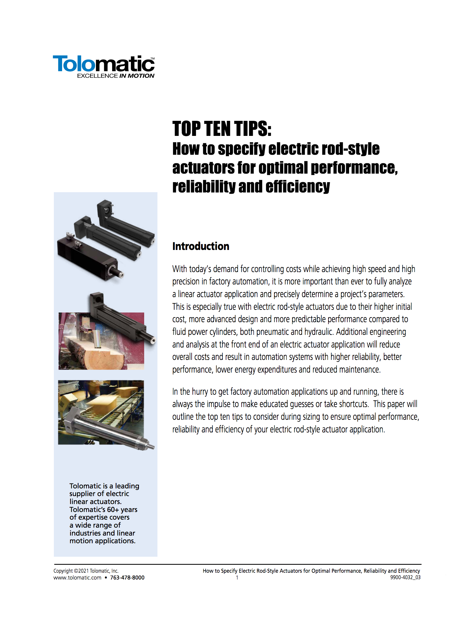 Top Ten Tips: How to specify electric rod-style actuators for optimal performance, reliability and efficiency