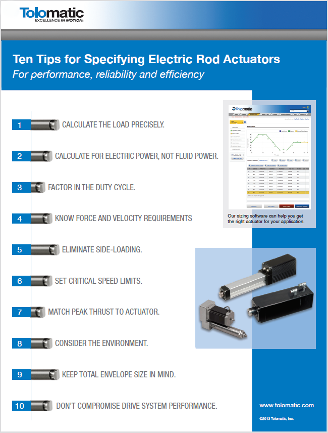 INFOGRAPHIC: Ten Tips for Specifying Electric Rod Actuators