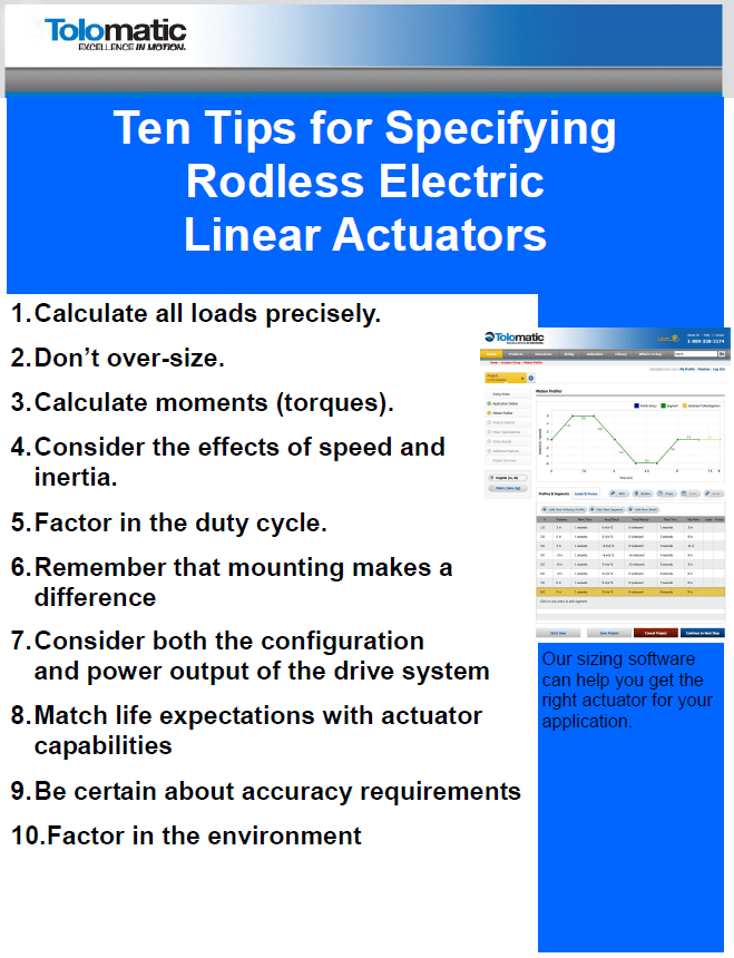 INFOGRAPHIC: Ten Tips for Specifying Rodless Electric Linear Actuators