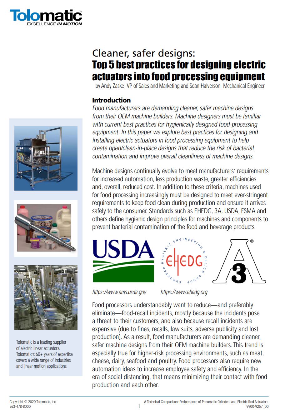 Top 5 best practices for designing electric actuators into food processing equipment
