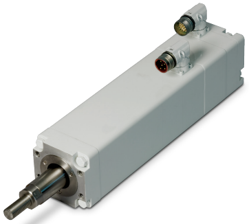 Tolomatic’s IMA integrated servo actuator with food grade white epoxy coating and stainless steel rod Tolomatic’s IMA integrated servo actuator with food grade white epoxy coating and stainless steel rod