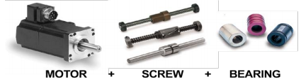 Motor, screw and bearing Motor, screw and bearing